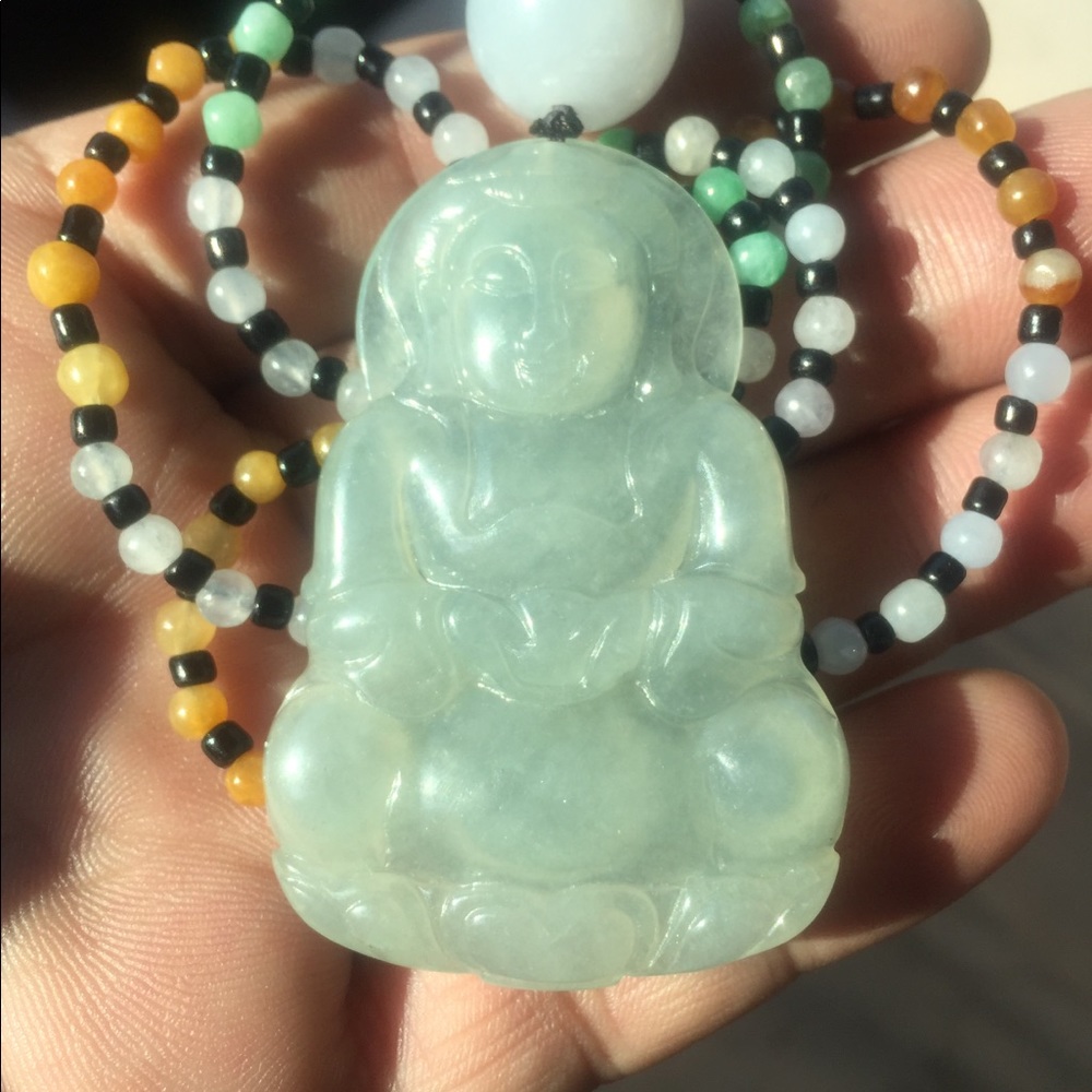 Vintage Burmese natural green Emerald jade pendant